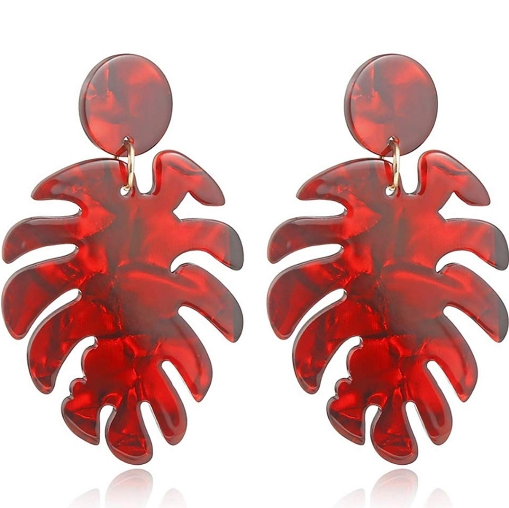 🌻Beautiful acrylic tropical leaf earrings
